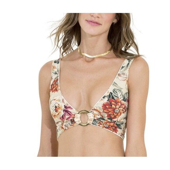 MAAJI Bath Stamp Eloise Long Line Triangle Reversible Bikini Top Sz L New - Picture 2 of 9